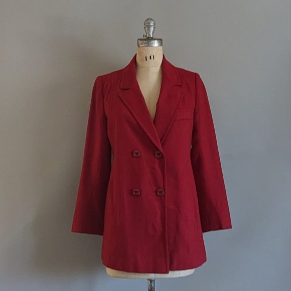 Vintage Red Wool Oversized Blazer Double Breasted Boxy Small/Medium - Picture 5 of 5